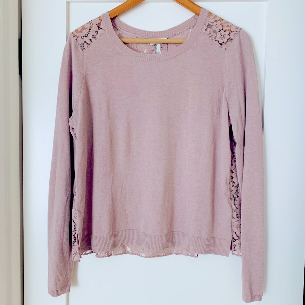 Joie Matrika B Lace Sweater in Dusty Pink